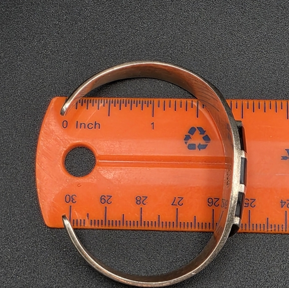 925 Mexico Silver and Onyx Inlay Cuff Bracelet - Picture 10 of 11